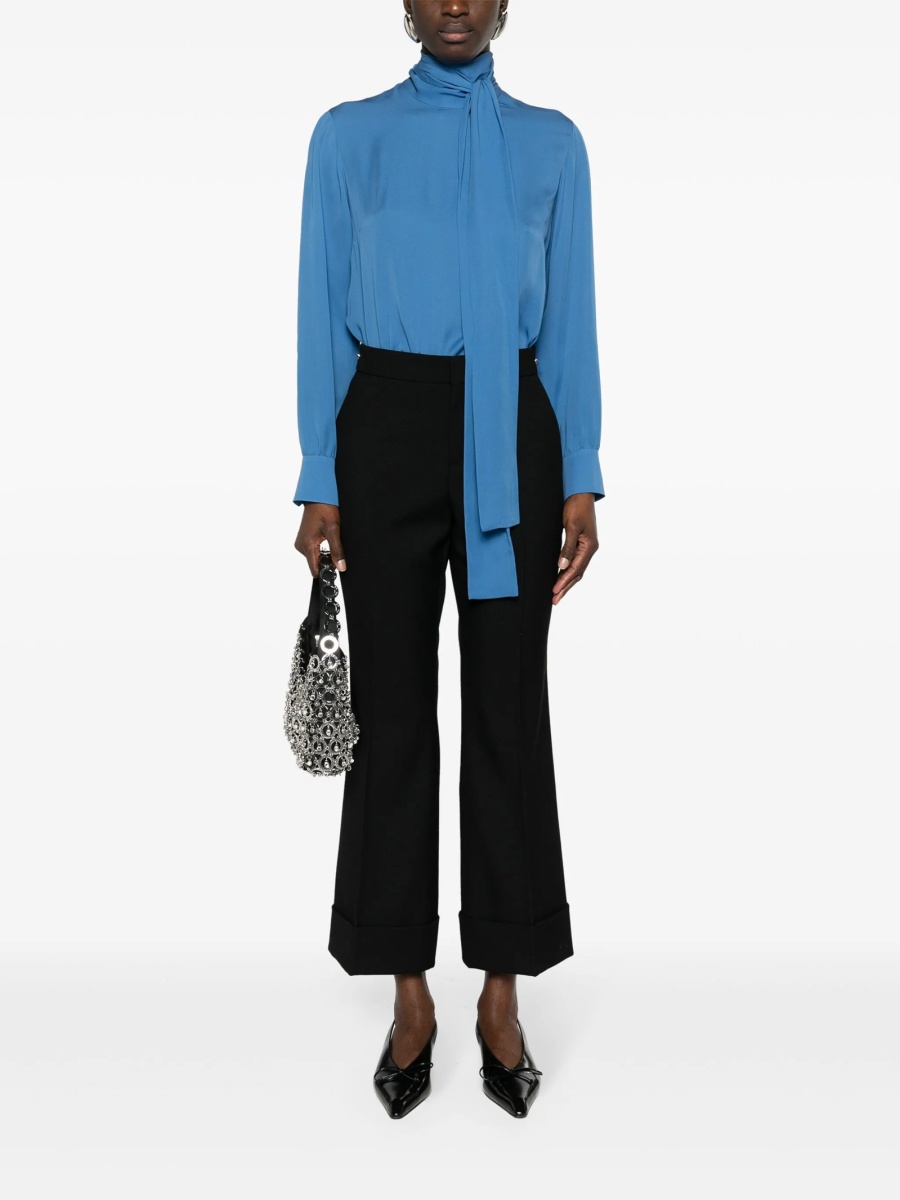 Pantaloni drepti Gucci Horsebit negri din lana - Img 2