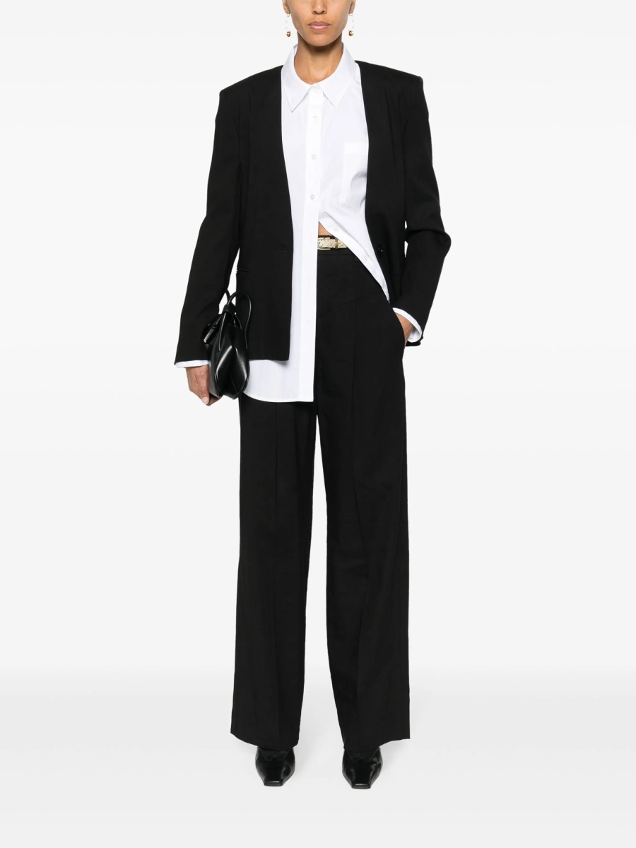 Pantaloni drepti Isabel Marant negri din elastan si canepa - Img 2