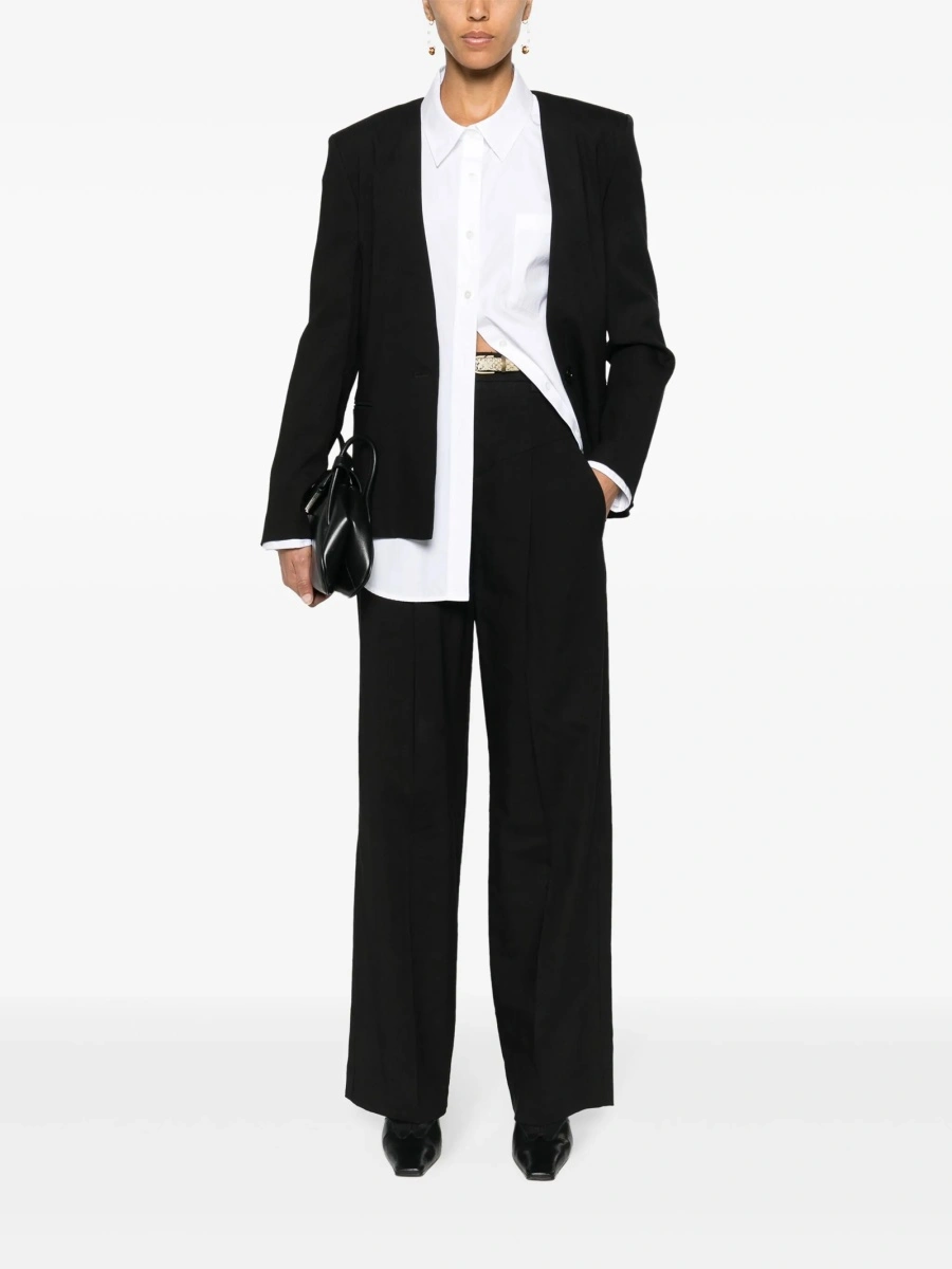 Pantaloni drepti Isabel Marant negri din elastan si canepa - Img 2