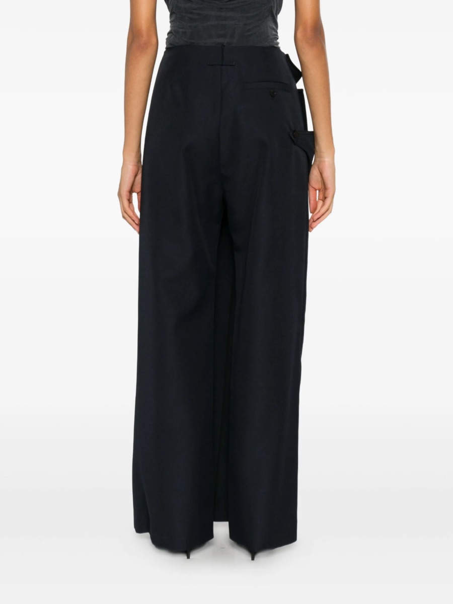 Pantaloni drepti Jean Paul Gaultier albastri din polyester si lana - Img 4