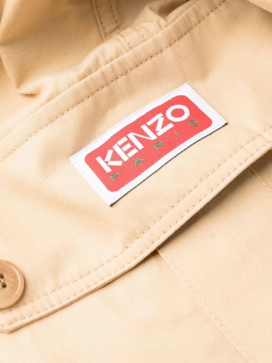 Pantaloni drepti Kenzo neutri din bumbac - Img 5