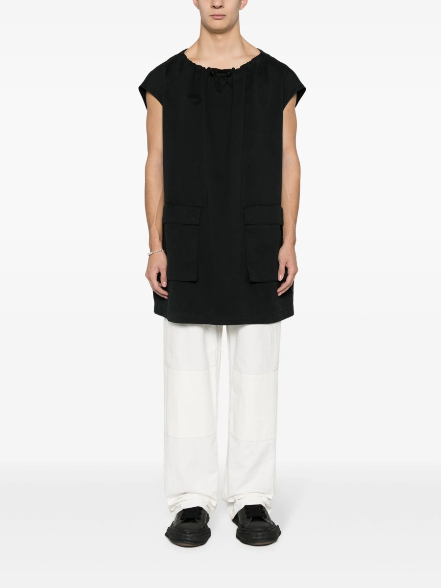 Pantaloni drepti MM6 Maison Margiela albi din bumbac - Img 2