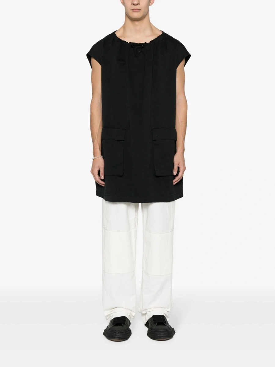 Pantaloni drepti MM6 Maison Margiela albi din bumbac - Img 2