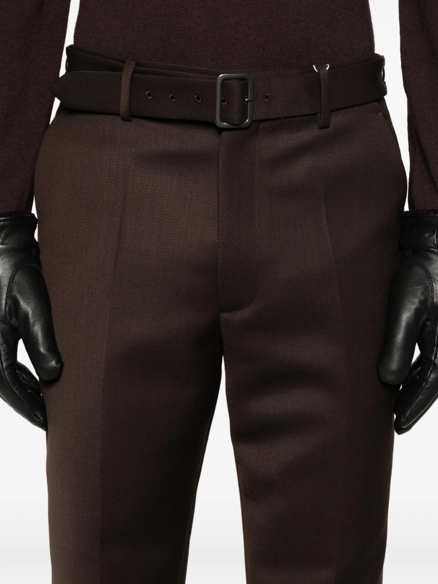 Pantaloni drepti MM6 Maison Margiela maro din lana si polyester - Img 5