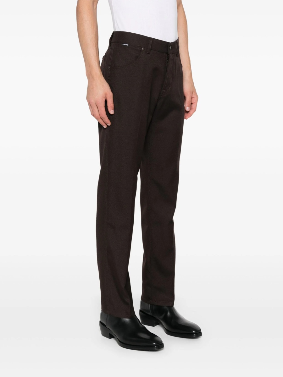 Pantaloni drepti Tom Ford maro din lana si polyester - Img 3