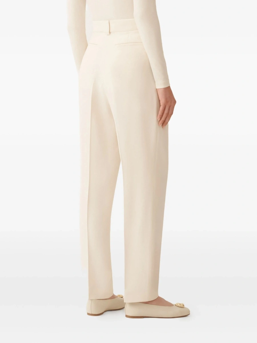 Pantaloni eleganti Fabiana Filippi albi din acetat si vascoza - Img 4