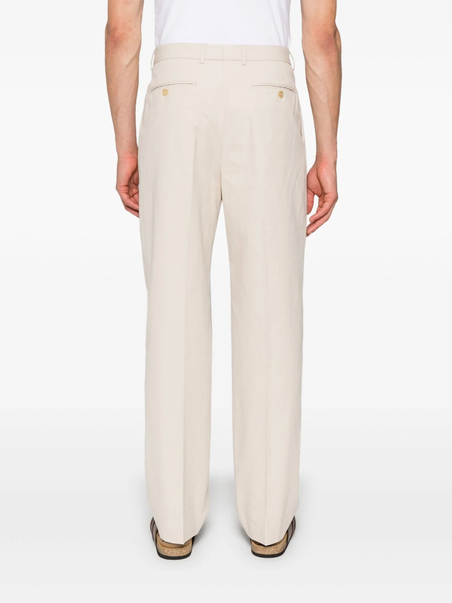 Pantaloni eleganti Gucci Horsebit neutri din polyester si bumbac - Img 4