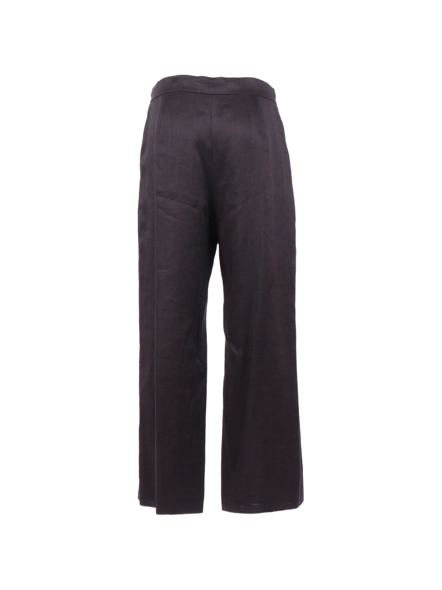 Pantaloni eleganti MaxMara Studio negri din ramie - Img 2