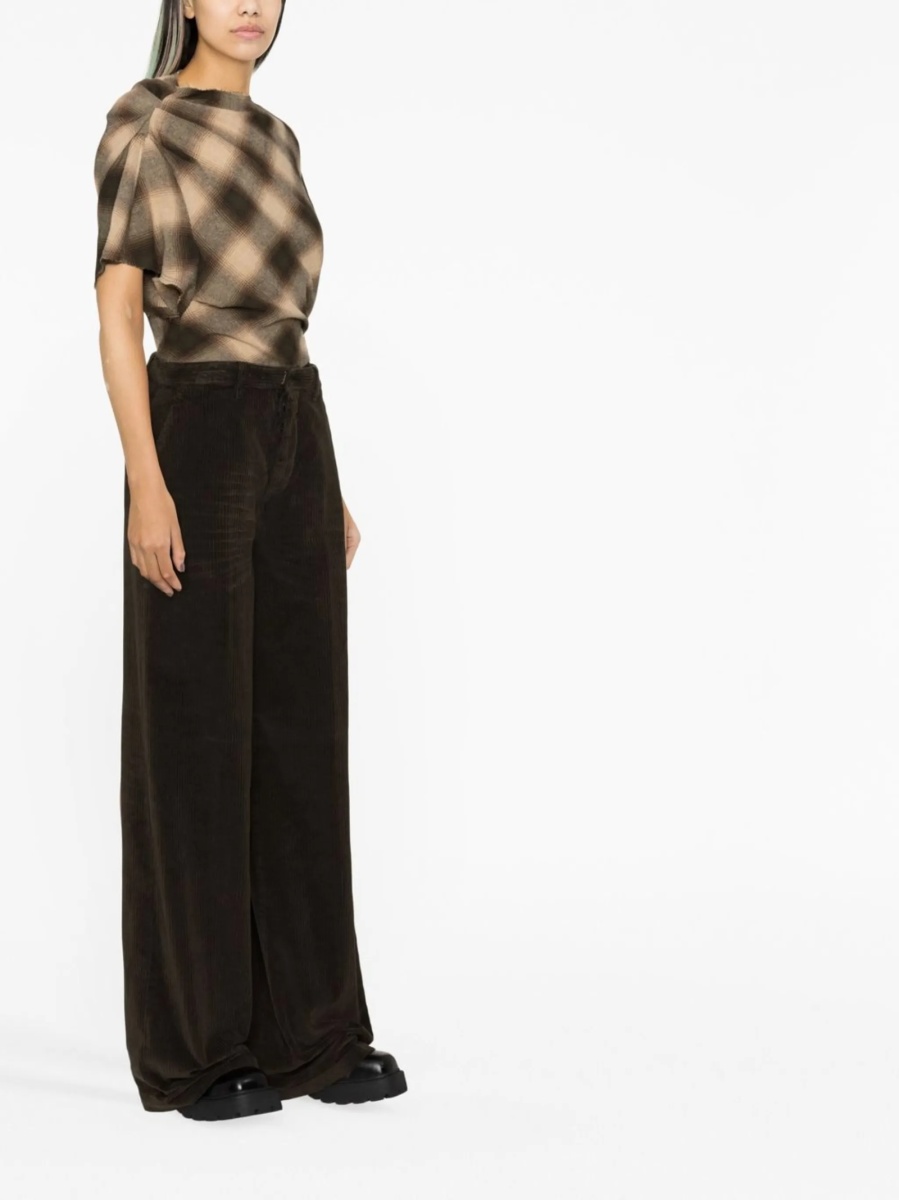 Pantaloni evazati DSQUARED2 maro din bumbac si spandex/elastan - Img 3