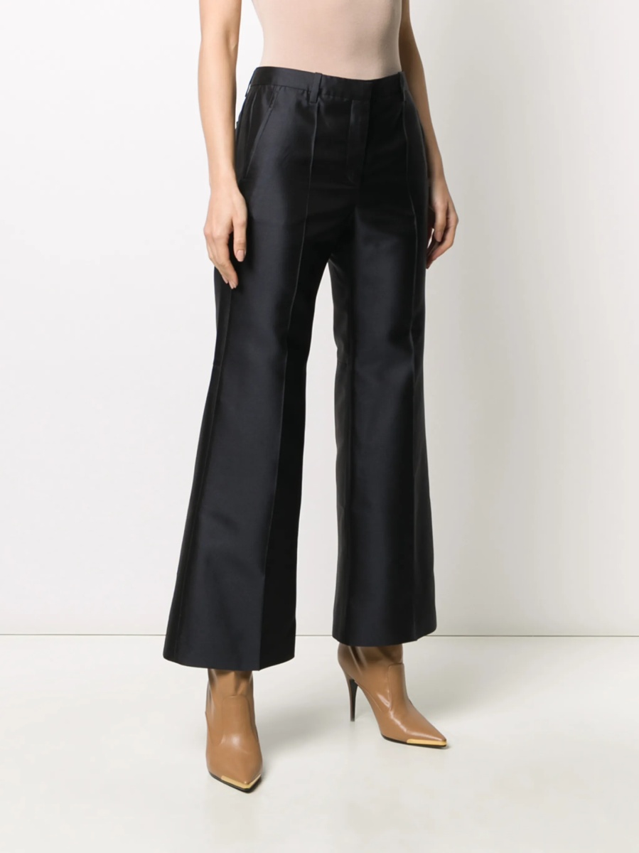 Pantaloni evazati Givenchy albastri din matase si lana - Img 3