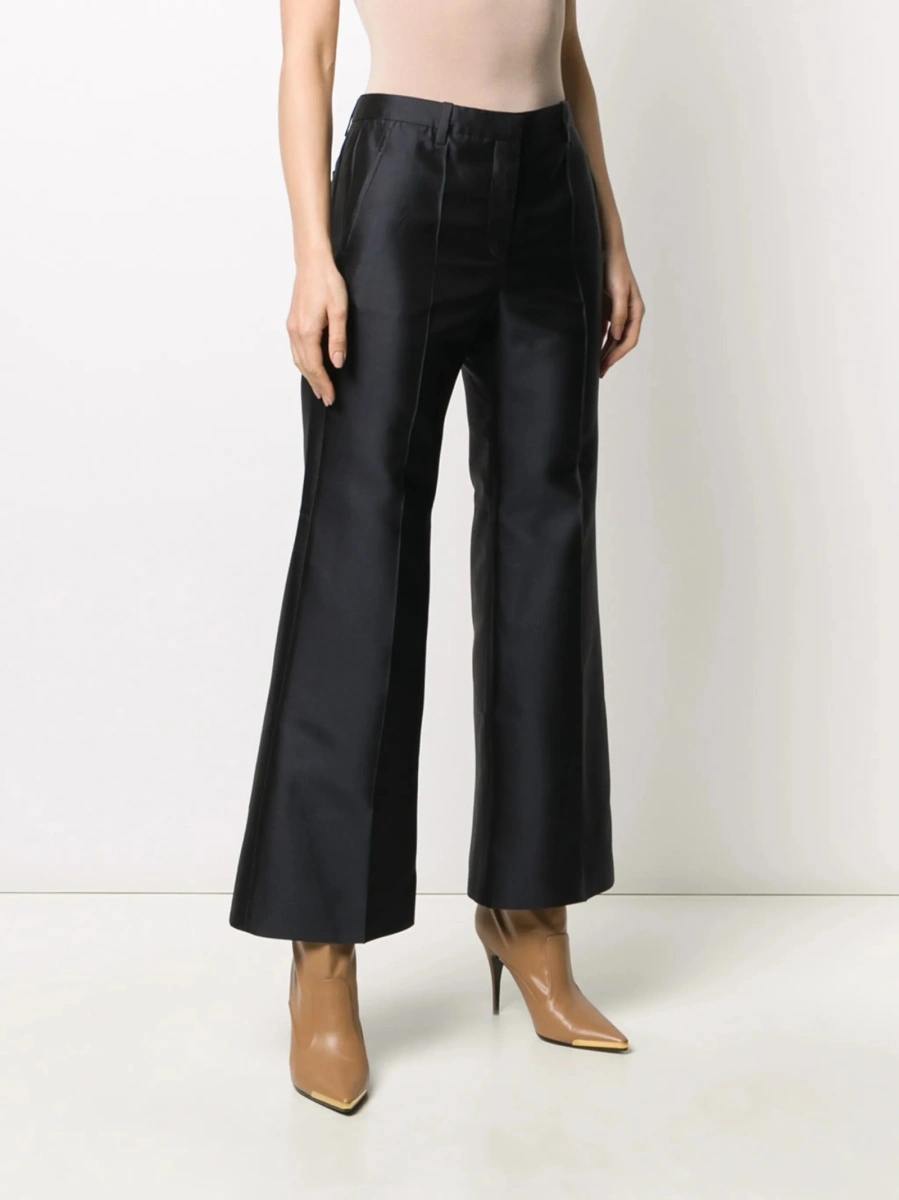 Pantaloni evazati Givenchy albastri din matase si lana - Img 3