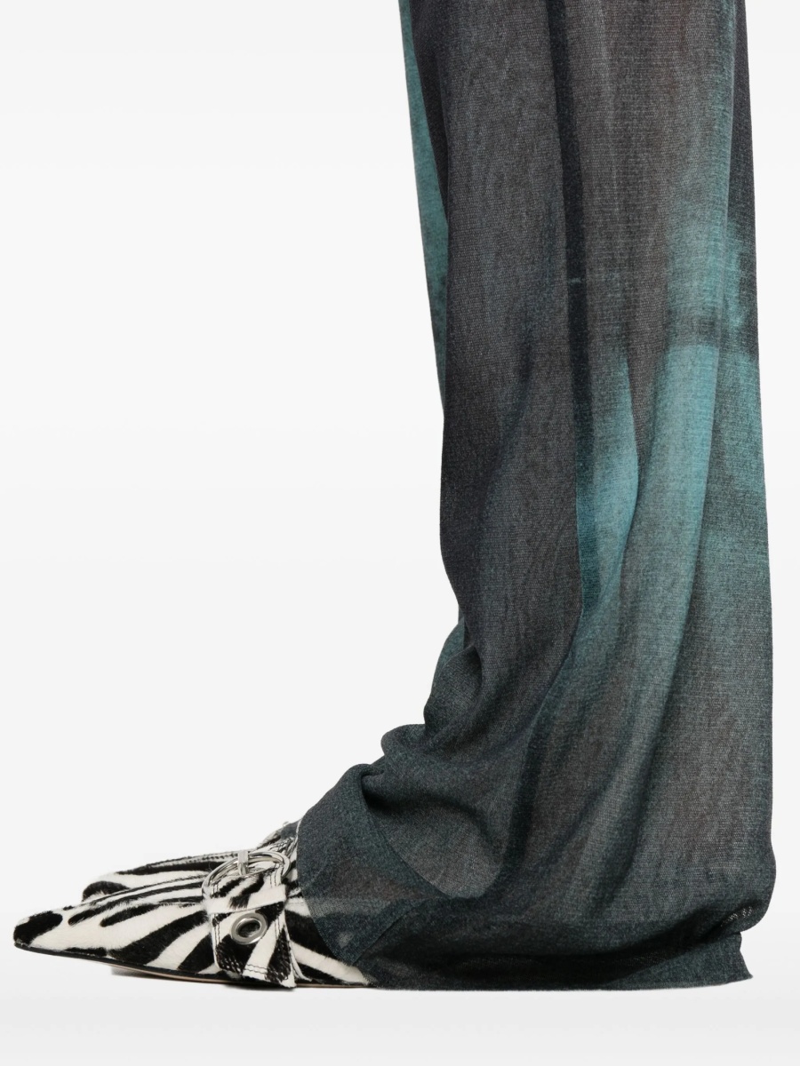 Pantaloni evazati Jean Paul Gaultier albastri din poliamida - Img 5