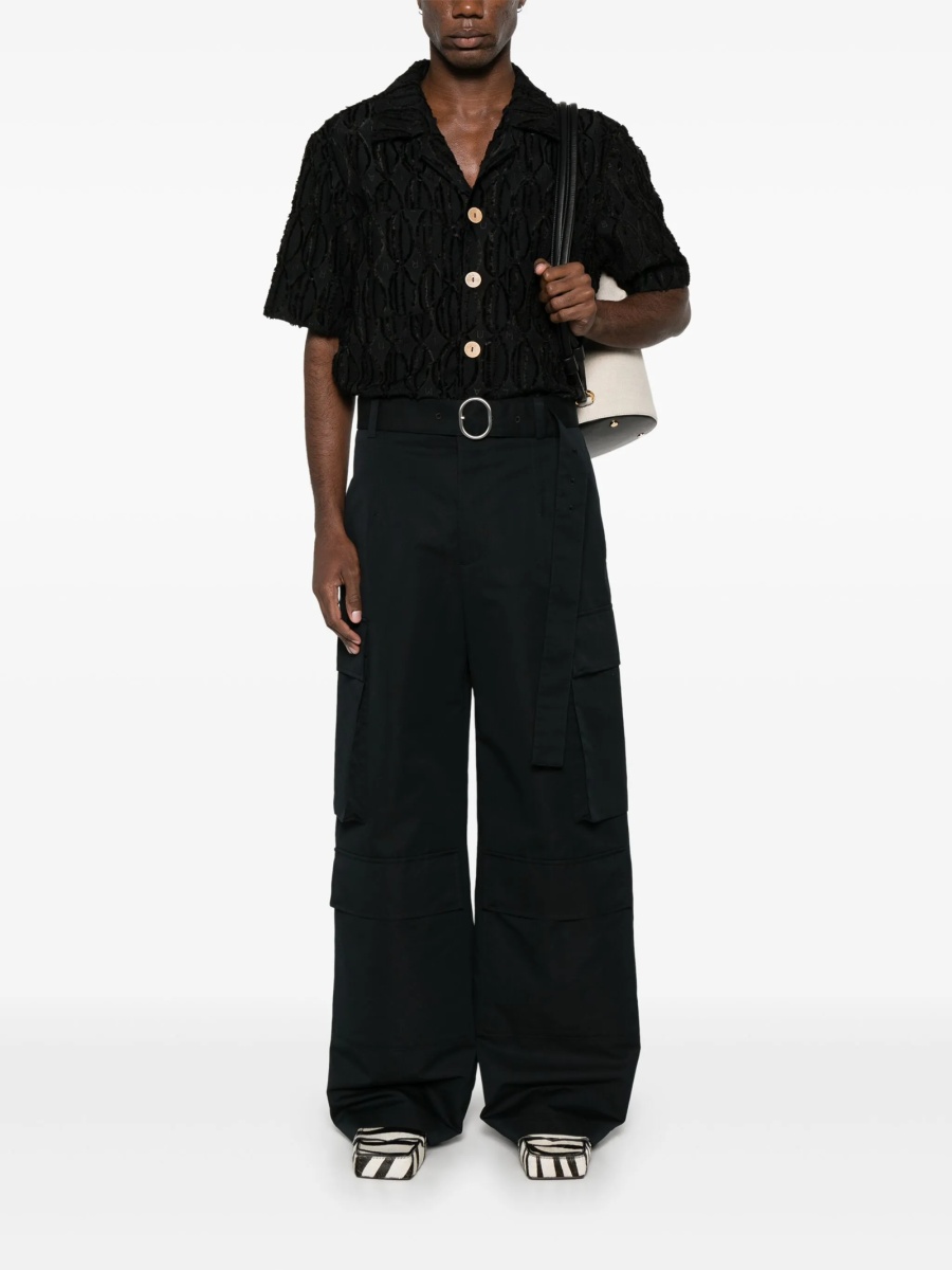 Pantaloni evazati Jil Sander negri din matase si bumbac - Img 2