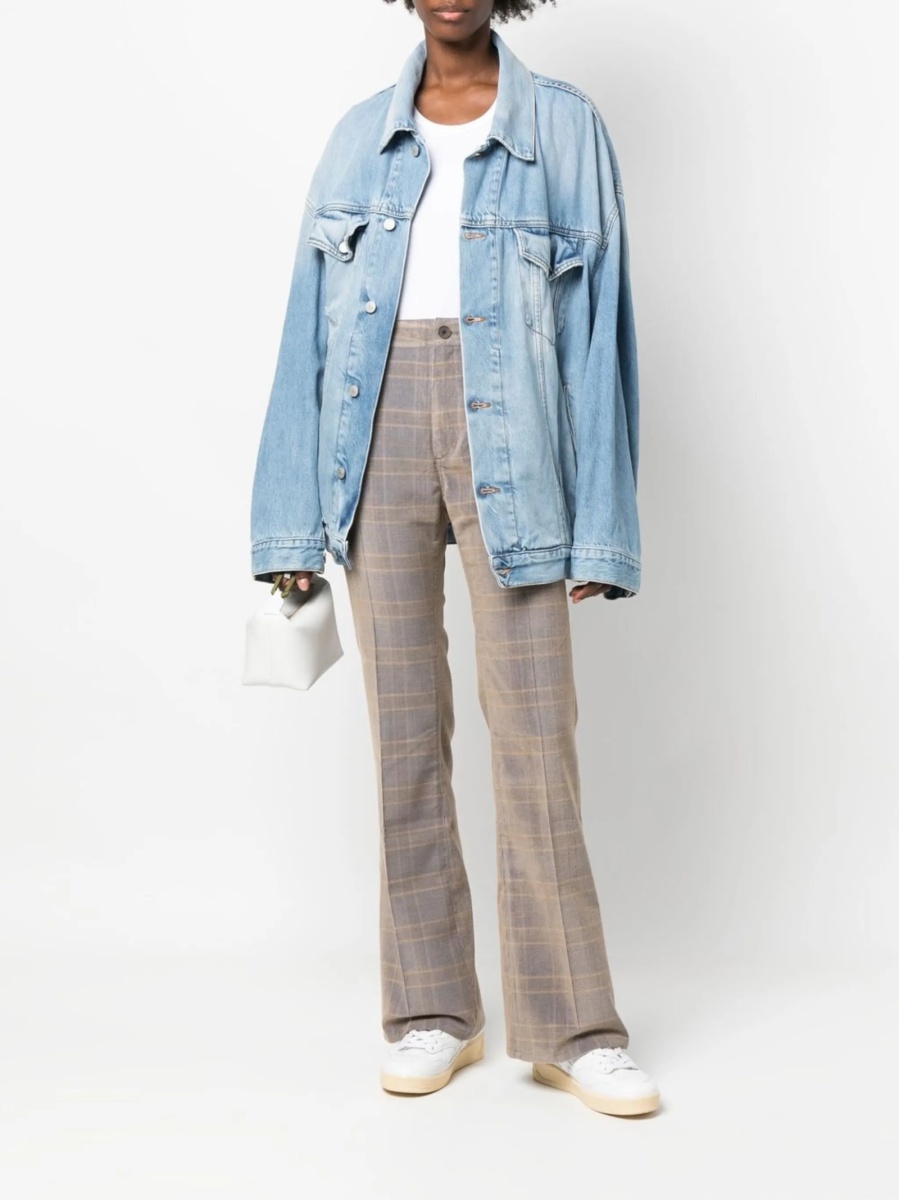 Pantaloni evazati MCQ Alexander McQueen neutri din vascoza si spandex/elastan - Img 2