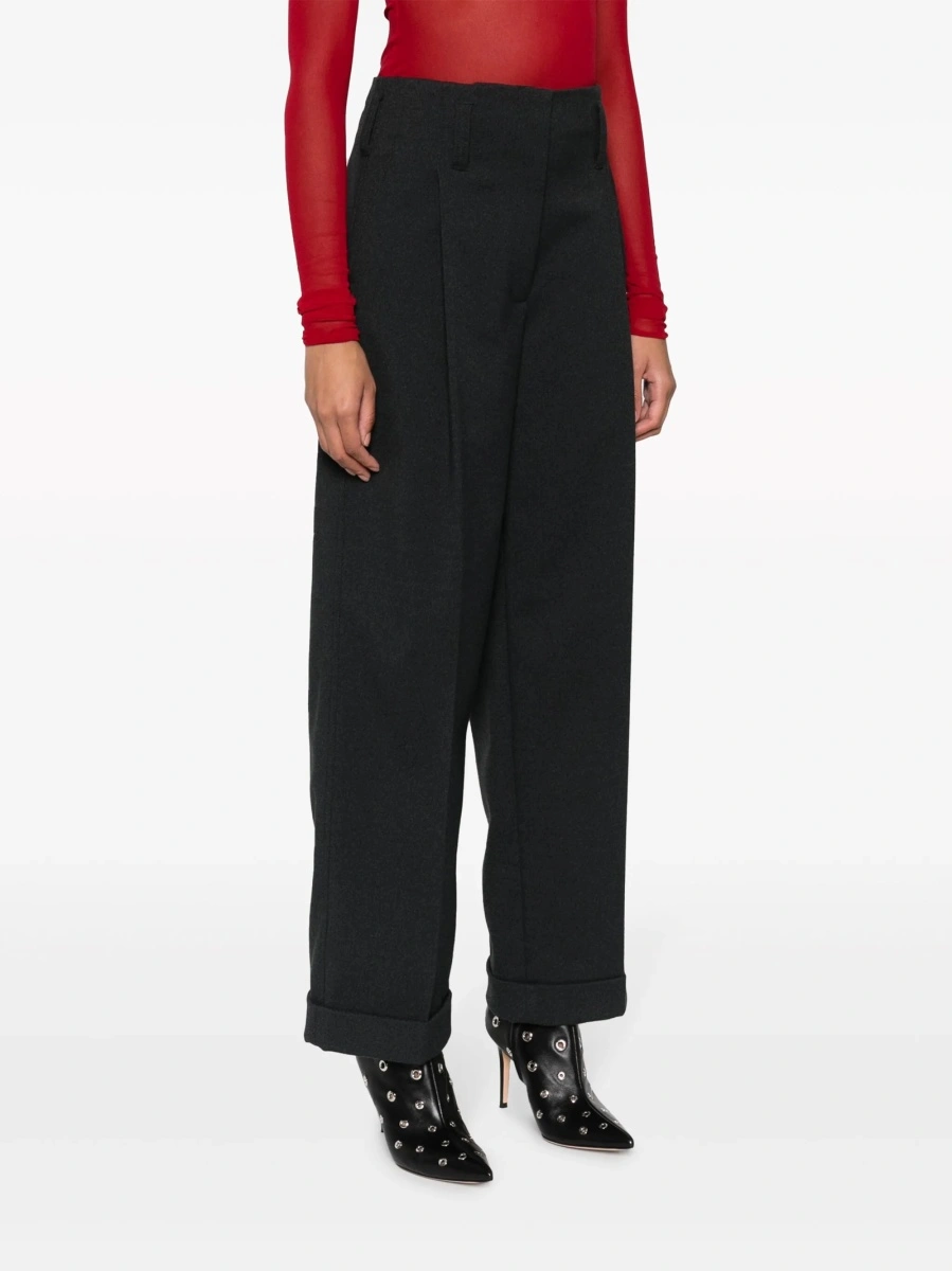 Pantaloni evazati Philosophy gri din polyester - Img 3