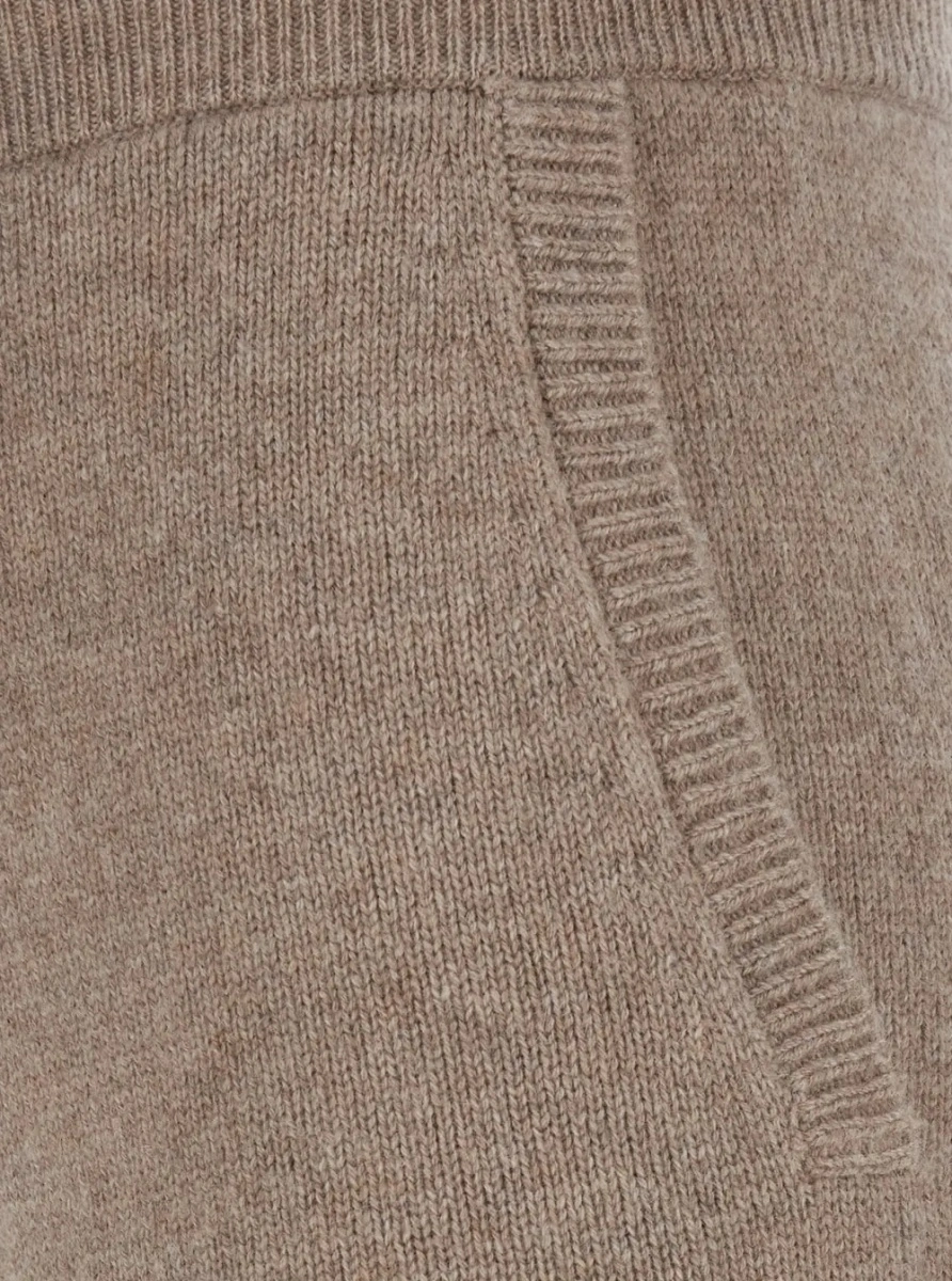 Pantaloni 'FIABE' Beige trousers with pockets and elasticated waist in cashmere women - Img 3
