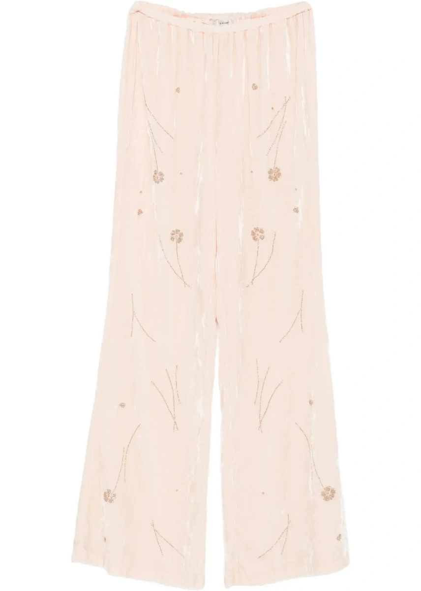 Pantaloni Fleurs d’Orient embroidered crushed velvet Pants - Img 8