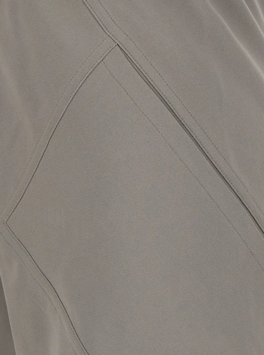 Pantaloni Gray Wide Leg Pants with Elastic Drawstring Waist in Viscose Blend for Women - Img 3
