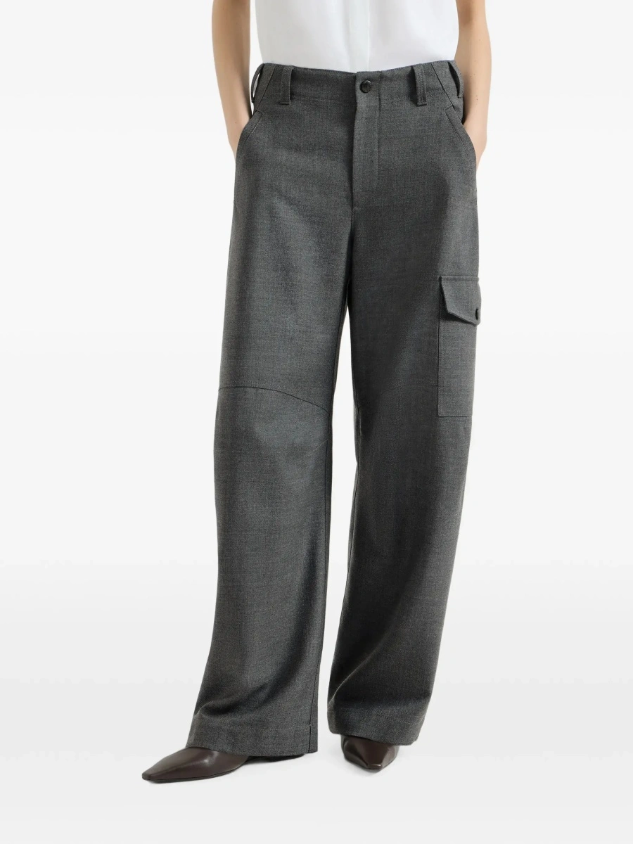 Pantaloni Grey Pants with one front patch flap pocket in wool for women - Img 5