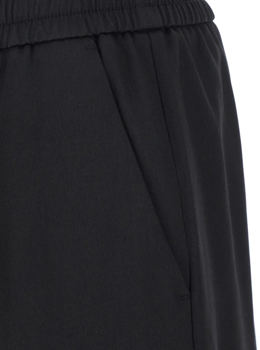 Pantaloni Joggers with pockets and ribbed hems in black Virgin wool for men - Img 3
