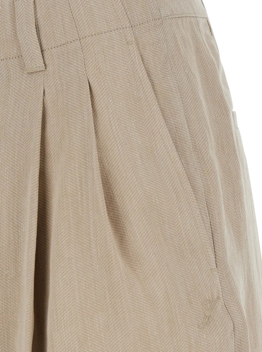 Pantaloni 'Le Short Pastro' Beige Shorts with Turn-Up Hem in Linen Blend for Men - Img 3