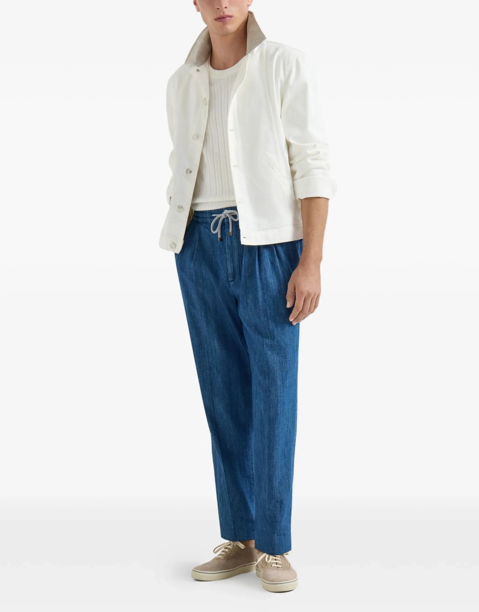 Pantaloni Lightweight denim Pants with drawstring and double pleats - Img 5