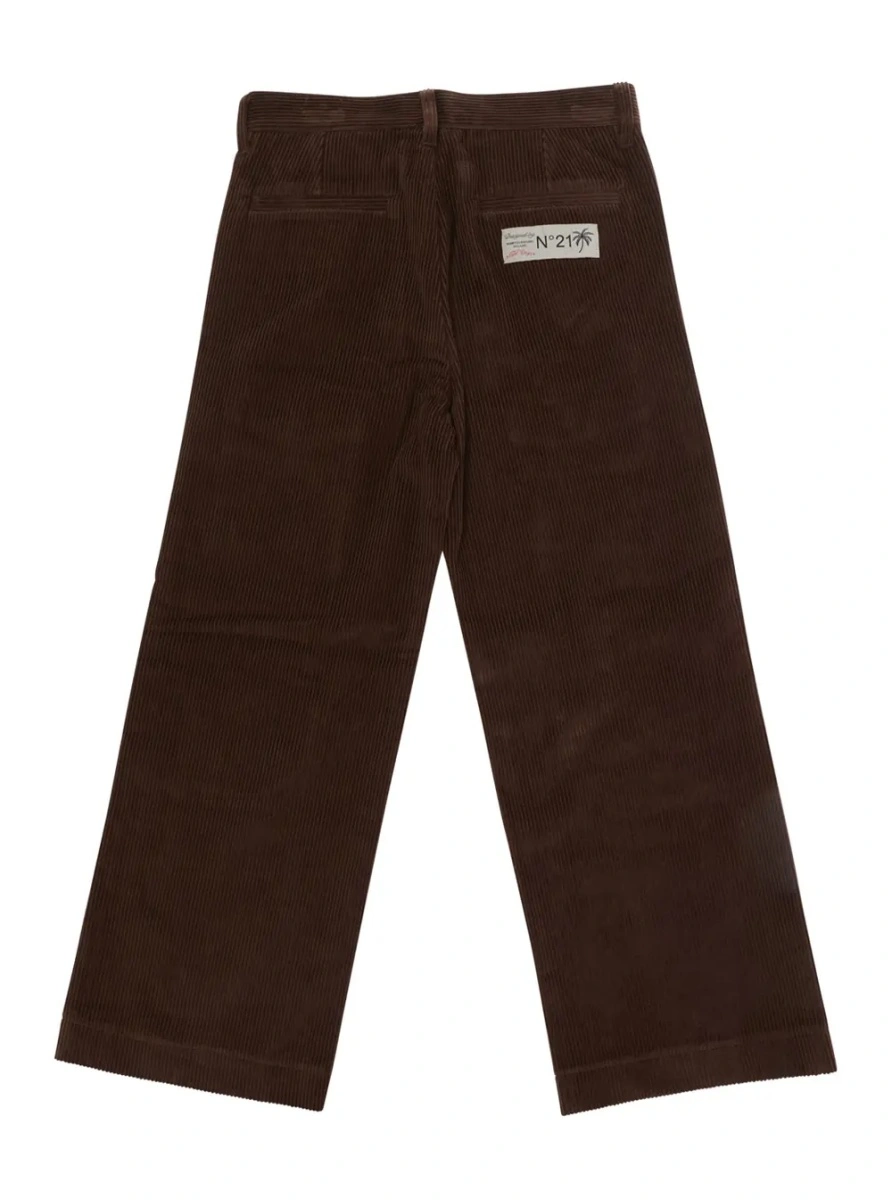 Pantaloni N°21 Kids maro din catifea reiata - Img 2