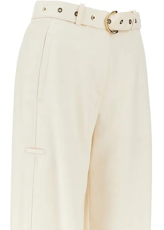 Pantaloni Panama fabric pants with belt - Img 2