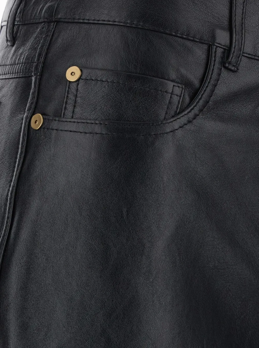 Pantaloni 'Pesca' Black Pants with Five-Pocket Design in Leather for Women - Img 3