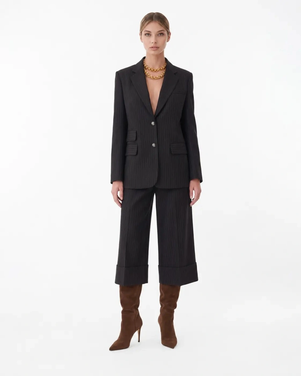 Pantaloni Pinstripe culotte - Img 3