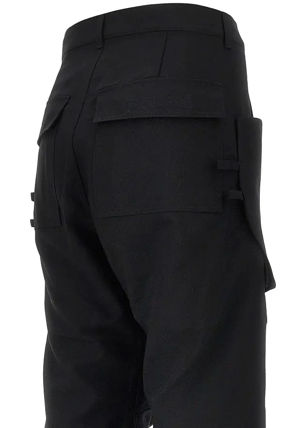 Pantaloni Rick Owens negri din lana si canvas - Img 4