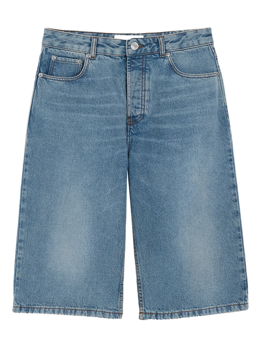 Pantaloni scurti AMI Paris albastri din denim - Img 8