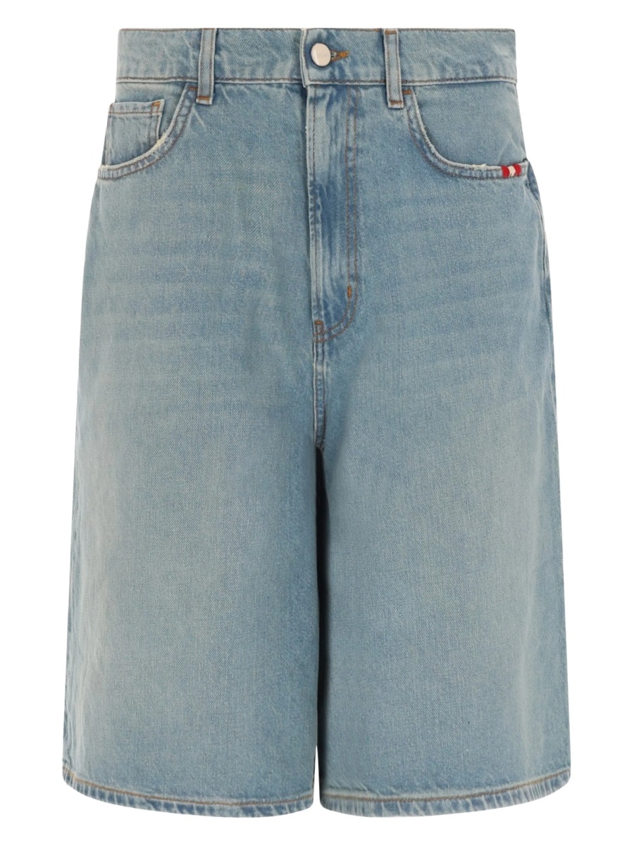 Pantaloni scurti AMISH albastri din bumbac - Img 2