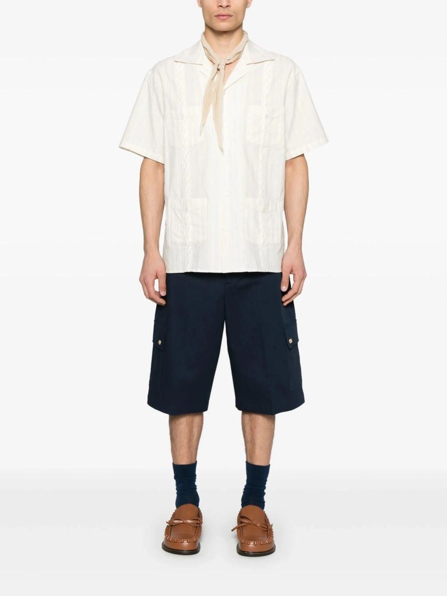 Pantaloni scurti DRÔLE DE MONSIEUR albastri din bumbac si elastan - Img 2