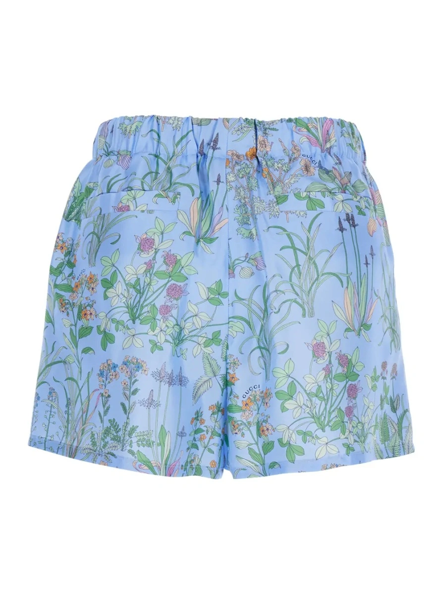 Pantaloni scurti Gucci albastri din matase - Img 2