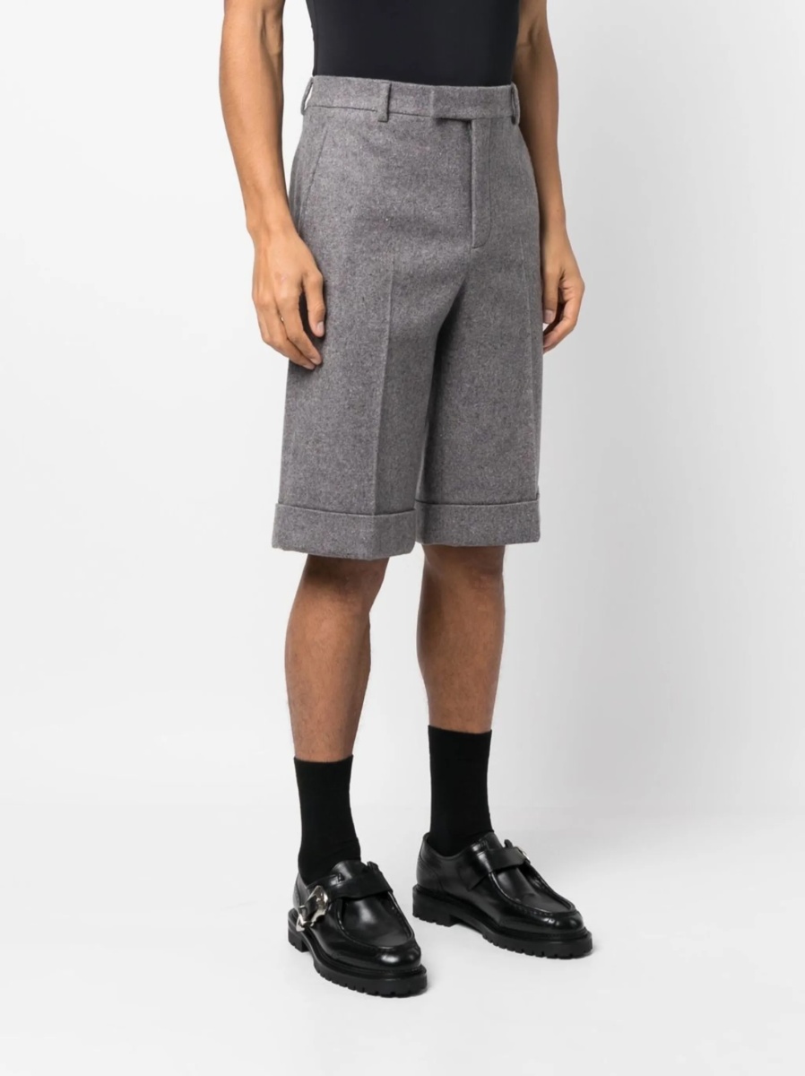 Pantaloni scurti Gucci gri din lana si casmir - Img 3