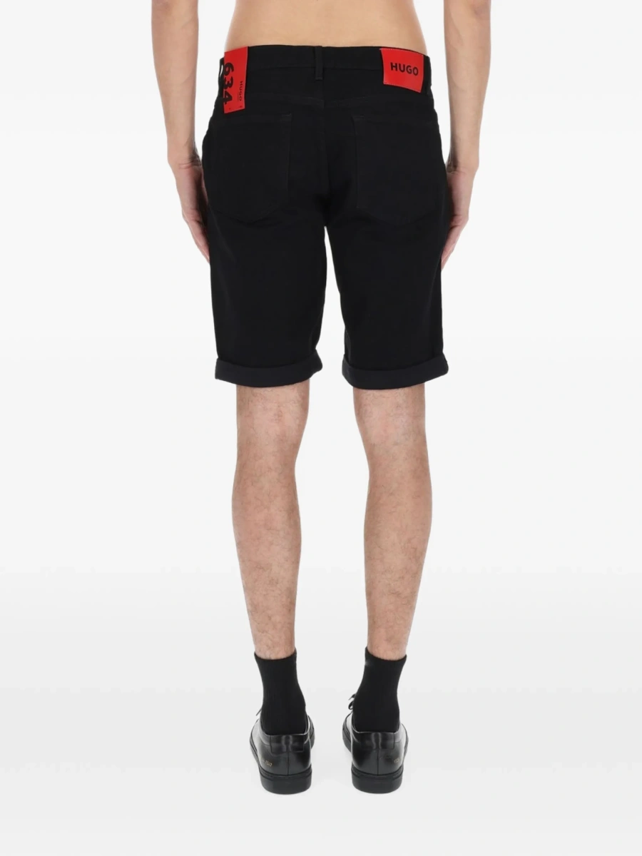 Pantaloni scurti Hugo Boss negri din elastan si bumbac - Img 4