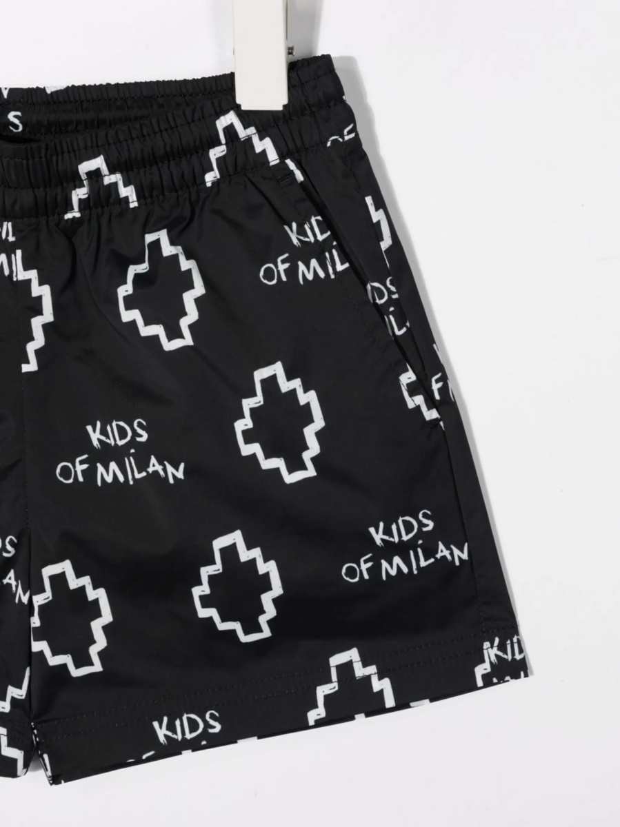 Pantaloni scurti Marcelo Burlon negri din polyester - Img 3