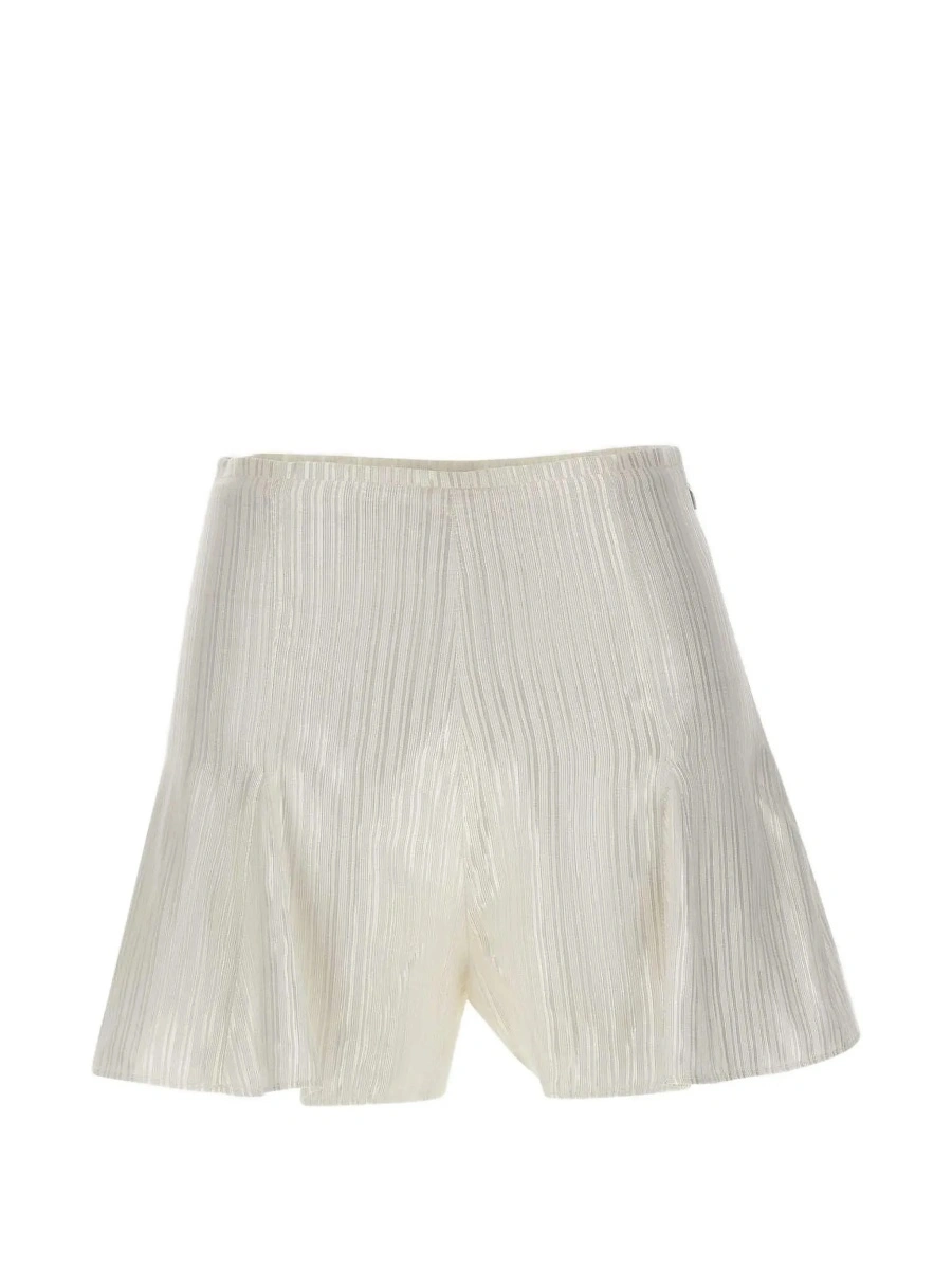 Pantaloni scurti ROTATE Birger Christensen albi din vascoza si bumbac - Img 4