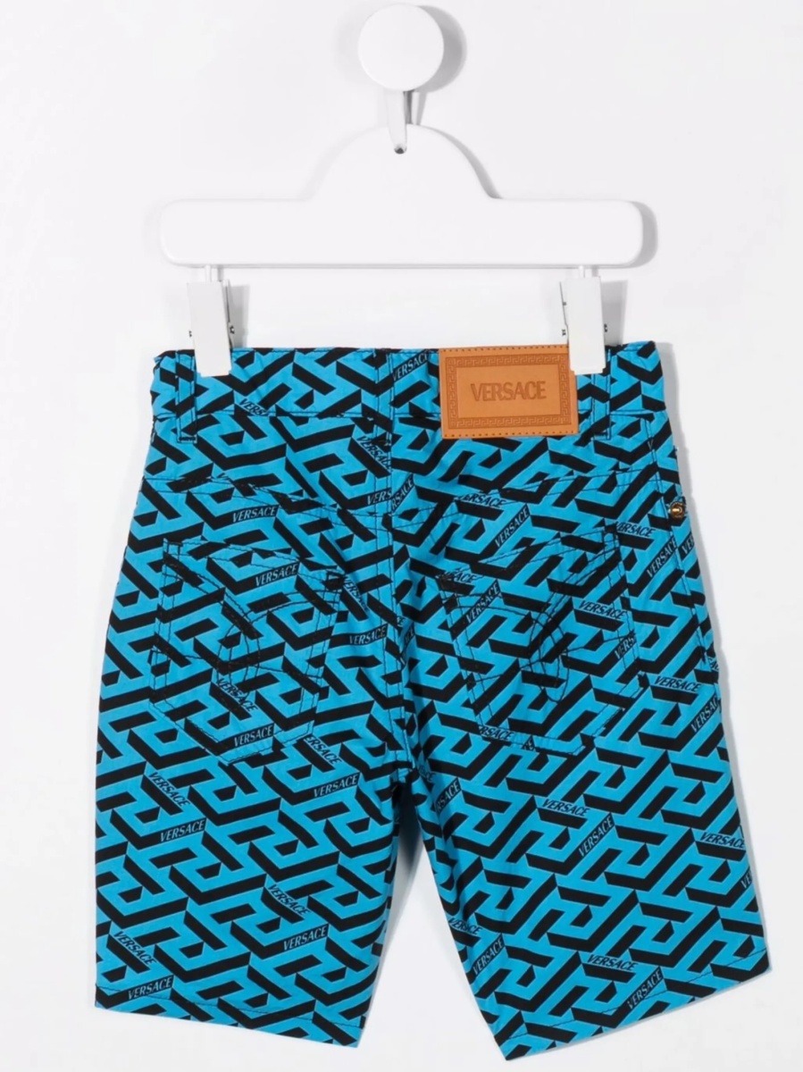 Pantaloni scurti Versace albastri din bumbac - Img 2