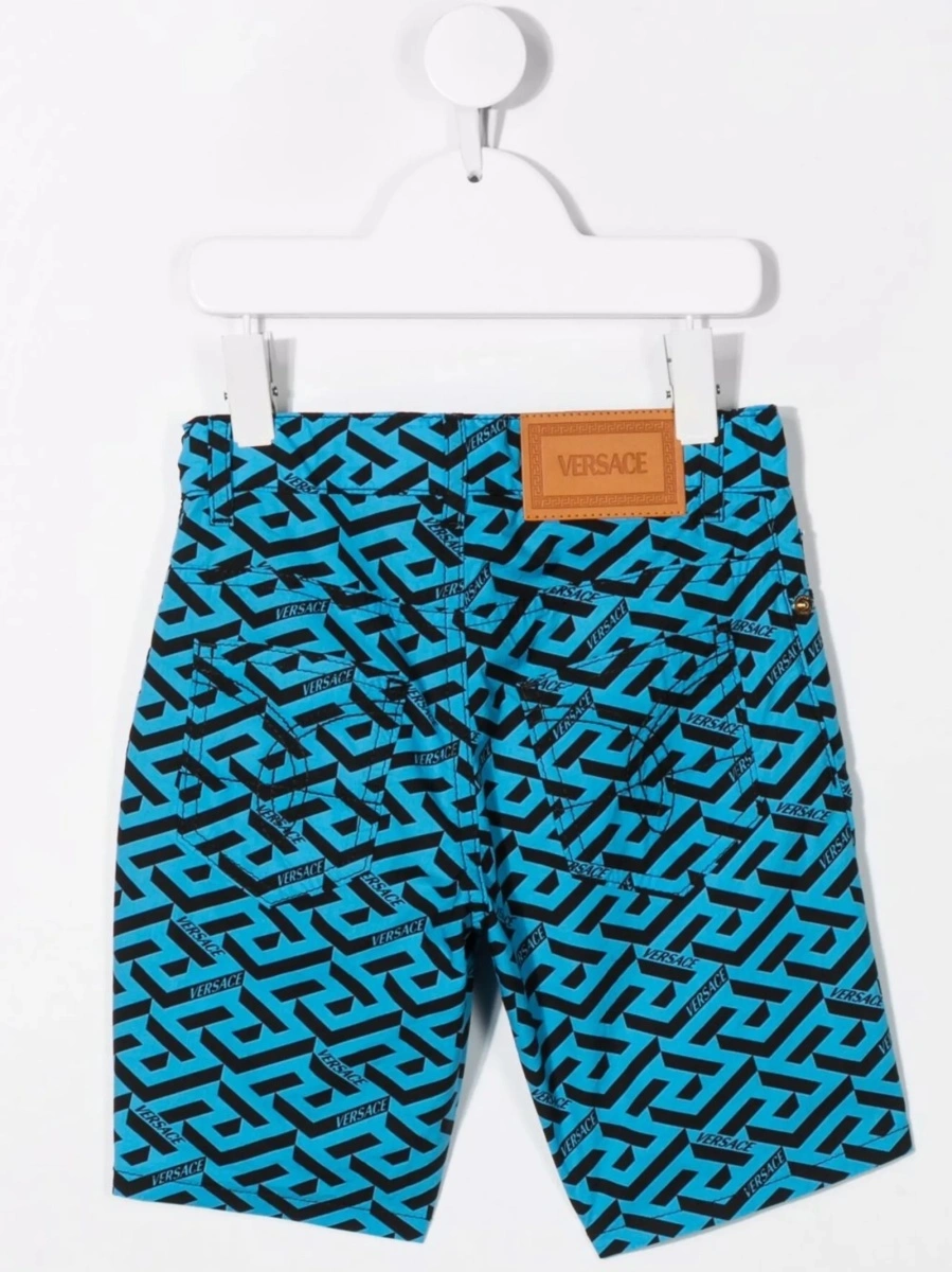 Pantaloni scurti Versace albastri din bumbac - Img 2