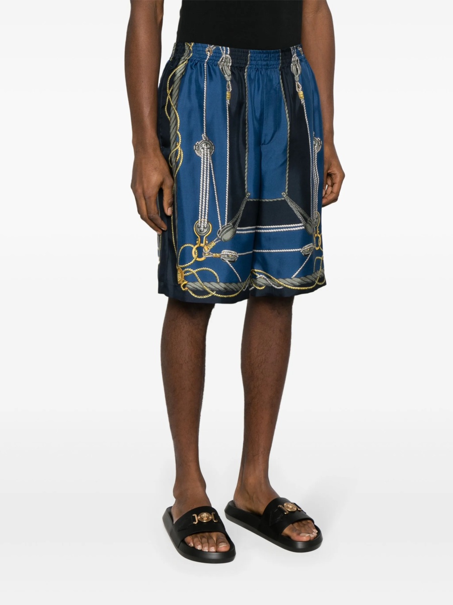 Pantaloni scurti Versace albastri din matase - Img 3