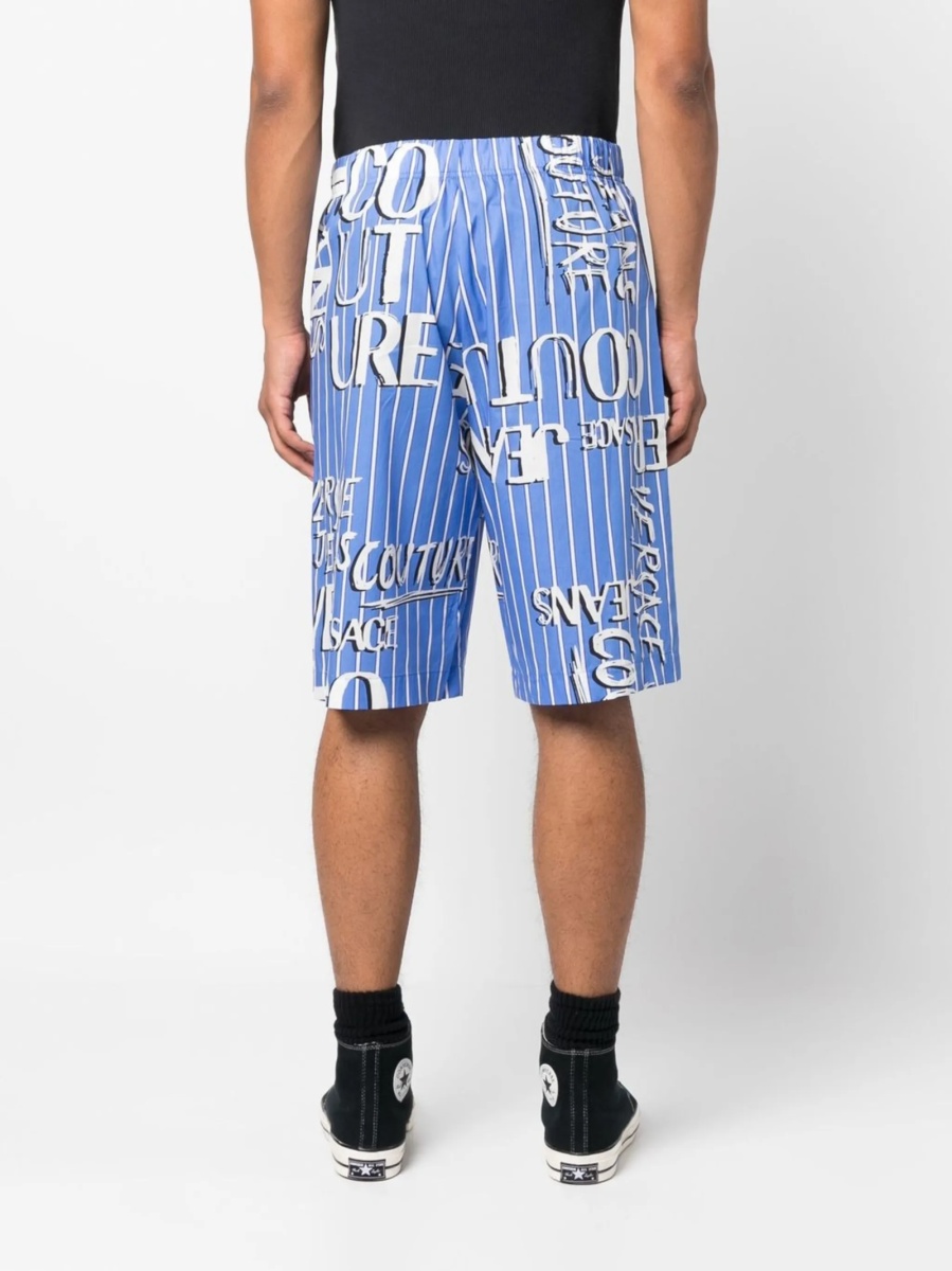 Pantaloni scurti Versace Jeans Couture albastri din bumbac - Img 4