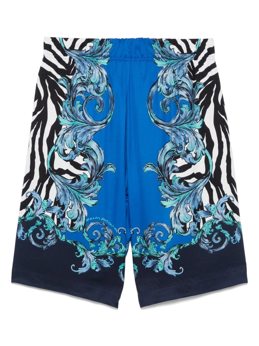 Pantaloni scurti Versace Jeans Couture albastri din vascoza - Img 2