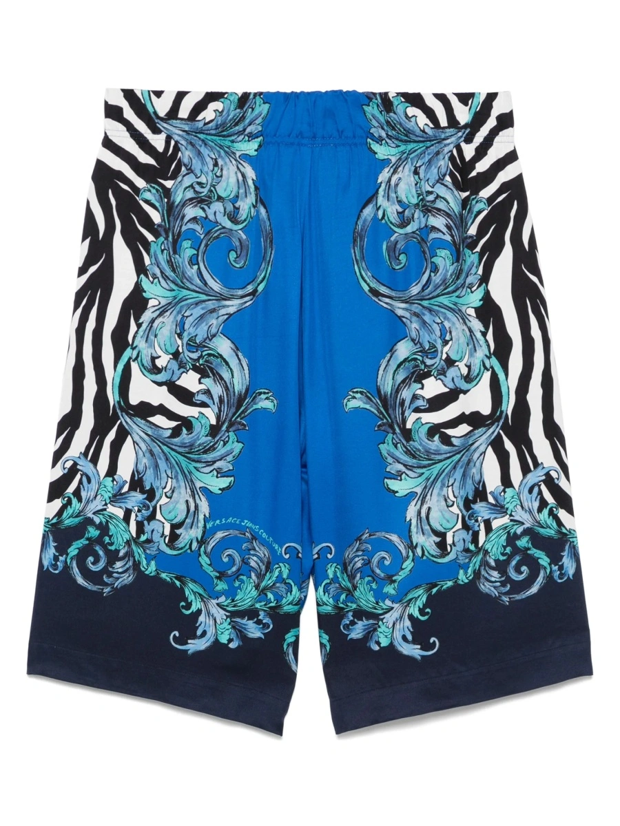 Pantaloni scurti Versace Jeans Couture albastri din vascoza - Img 2