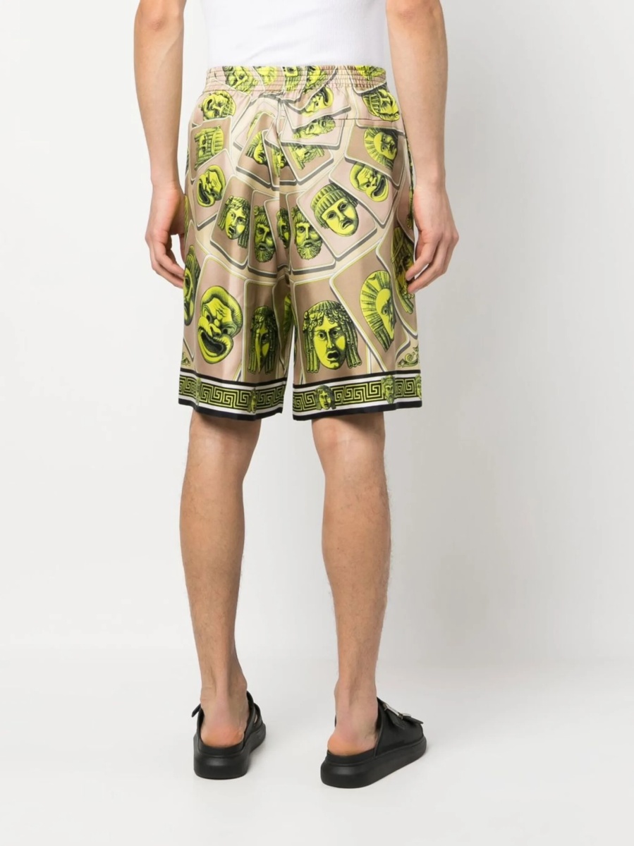 Pantaloni scurti Versace verzi din matase - Img 4