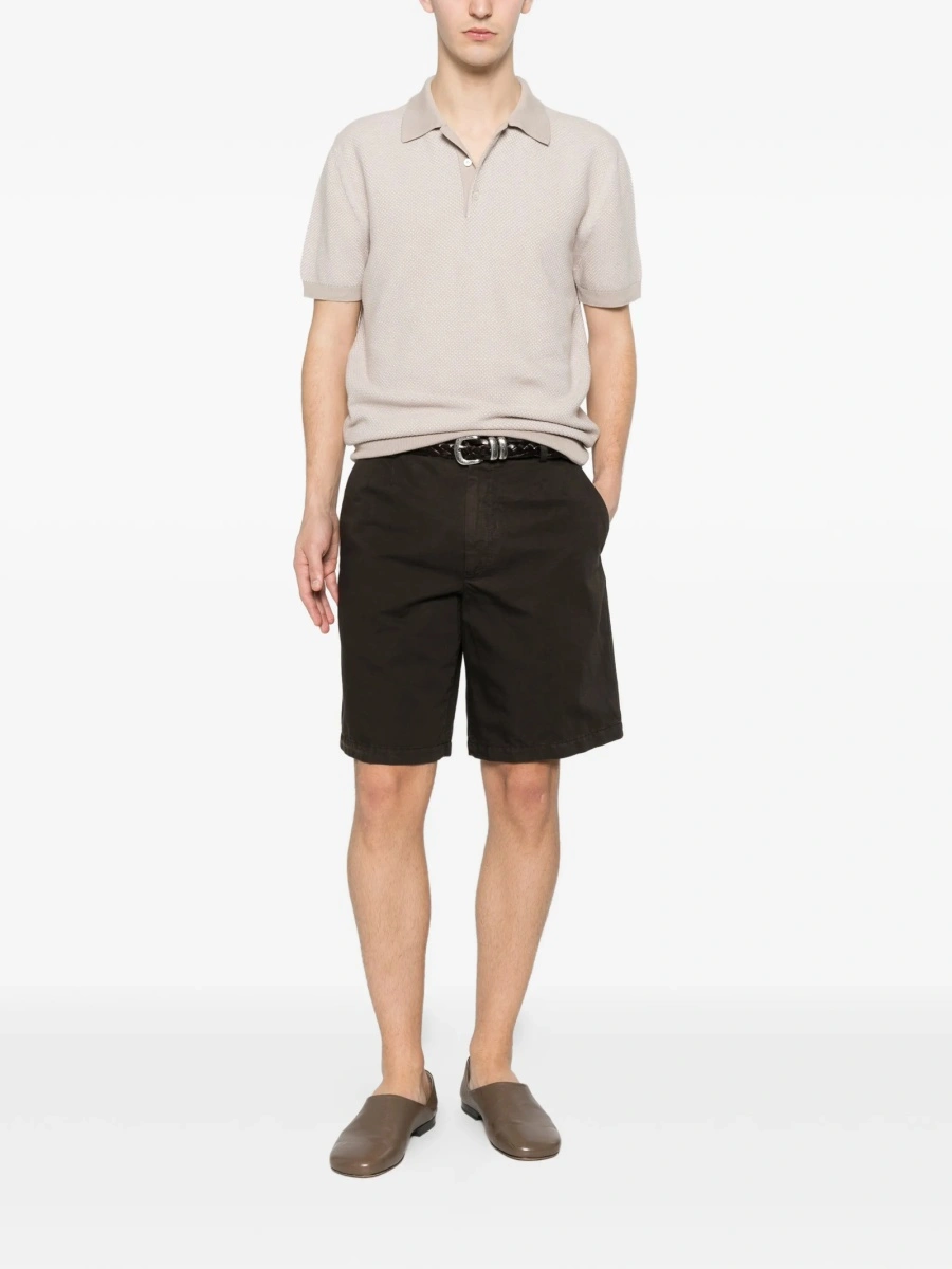 Pantaloni scurti ZEGNA maro din bumbac si in - Img 2