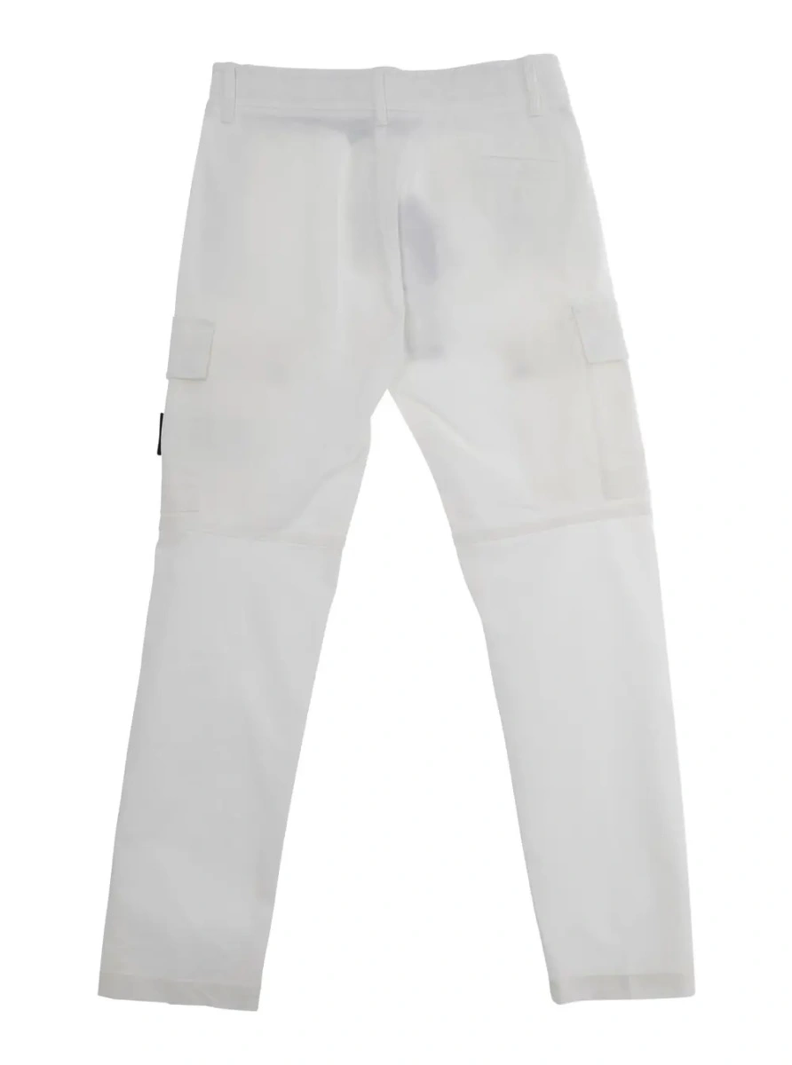 Pantaloni Stone Island albi din bumbac - Img 2