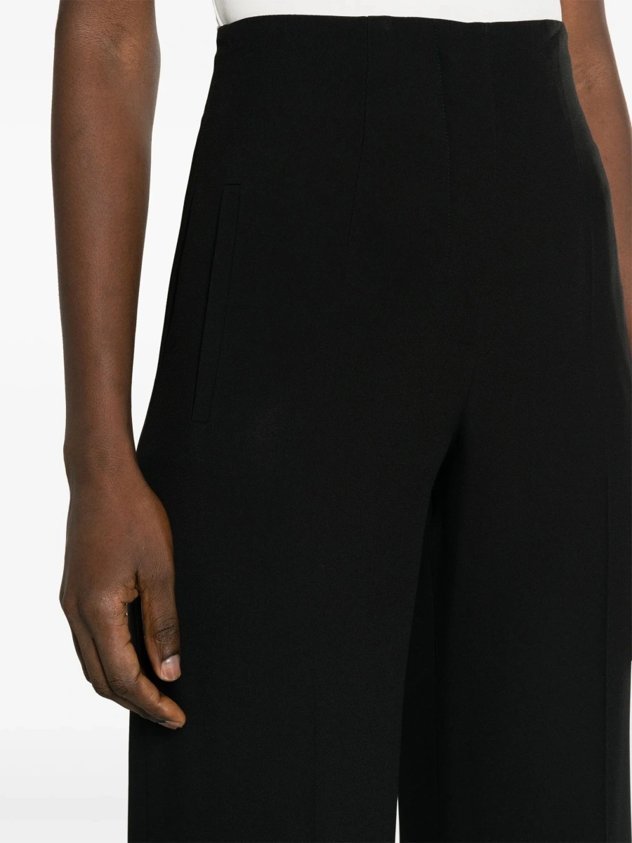 Pantaloni talie inalta Alberta Ferretti negri din vascoza si acetat - Img 5