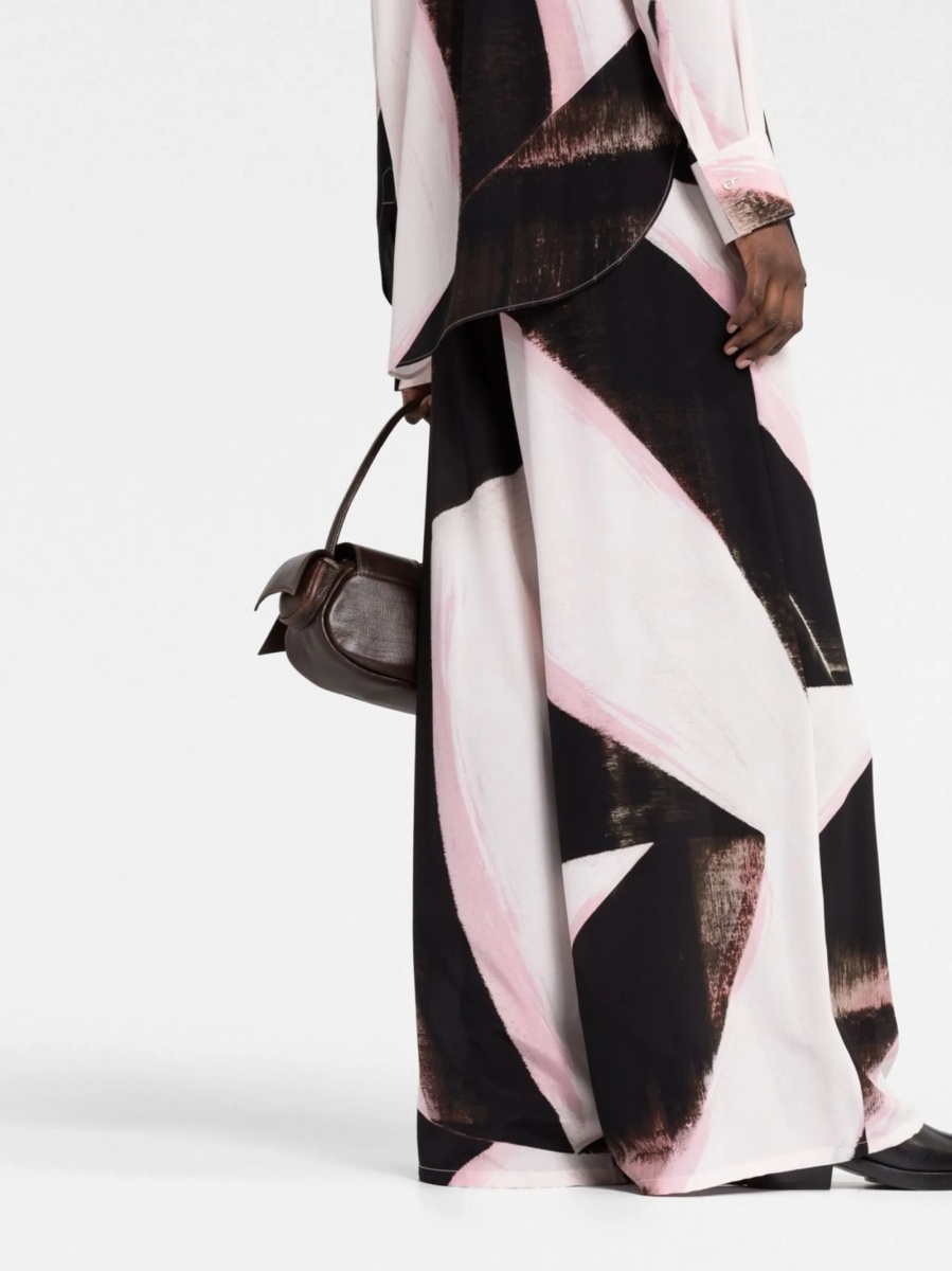 Pantaloni talie inalta Alexander McQueen negri din matase - Img 3